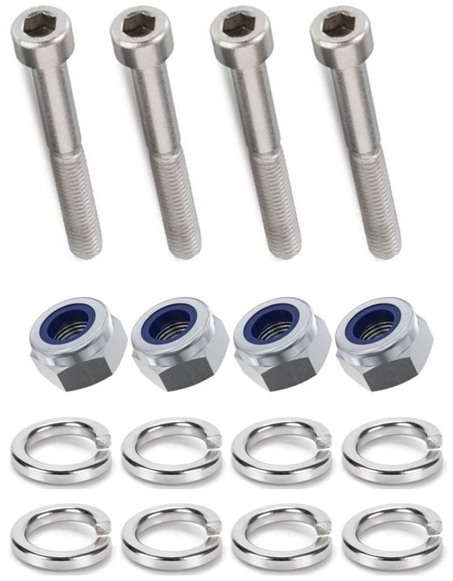 Kit: 4x Screws M8x45 + 4x Lock Nuts M8 + 8x Spring Washers Ø8.1/16x2