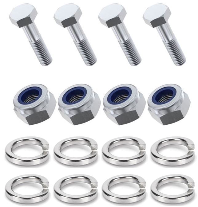 Kit: 4x Screws M8x40 + 4x Lock Nuts M8 + 8x Spring Washers Ø8.1/16x2