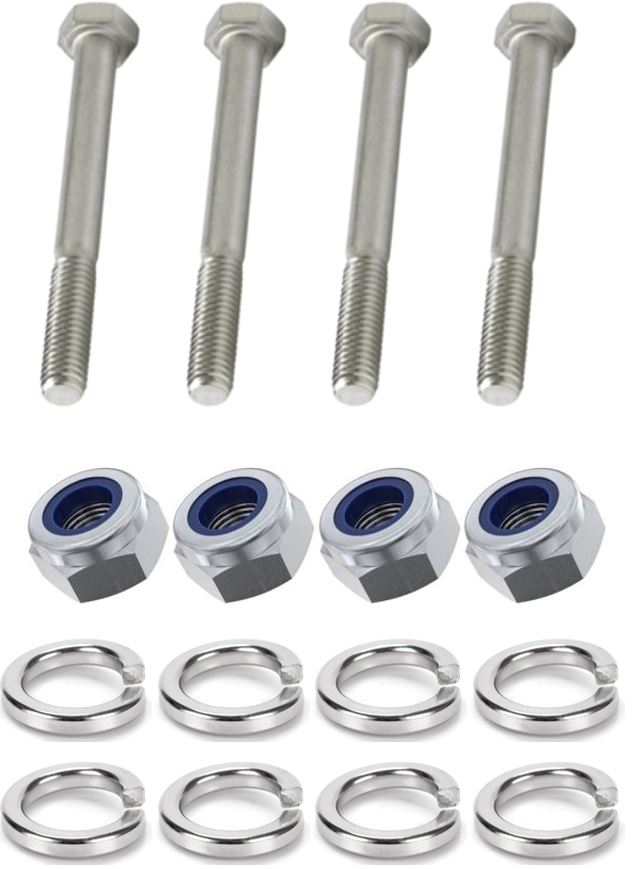 Kit: 4x Screws M8x50 + 4x Lock Nuts M8 + 8x Spring Washers Ø8.1/16x2