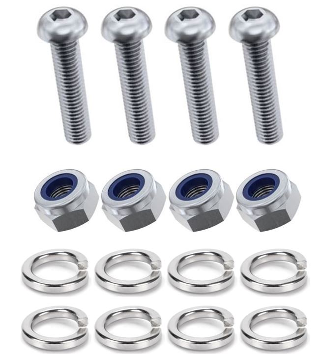 Kit: 4x Screws M8x65 + 4x Lock Nuts M8 + 8x Spring Washers Ø8.1/16x2