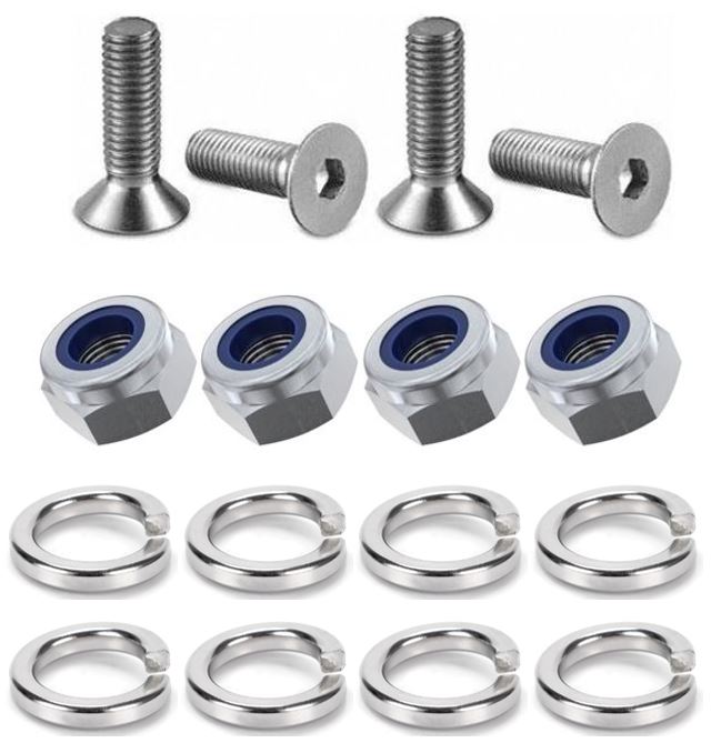 Kit: 4x Screws M8x20 + 4x Lock Nuts M8 + 8x Spring Washers Ø8.1/16x2