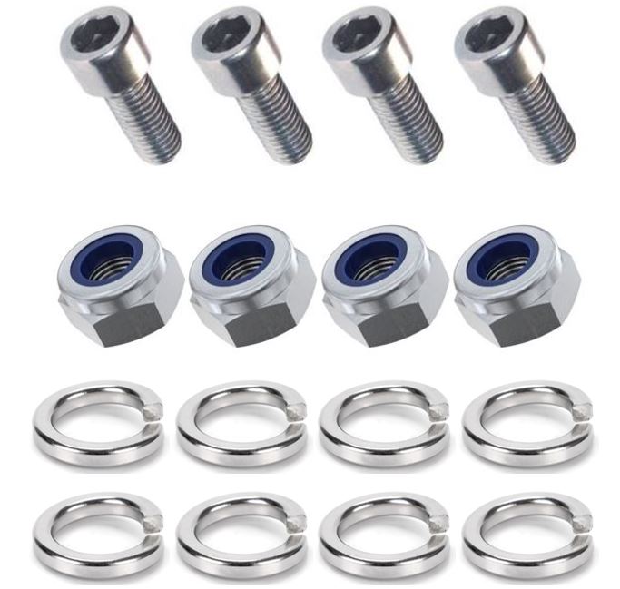 Kit: 4x Screws M8x35 + 4x Lock Nuts M8 + 8x Spring Washers Ø8.1/16x2