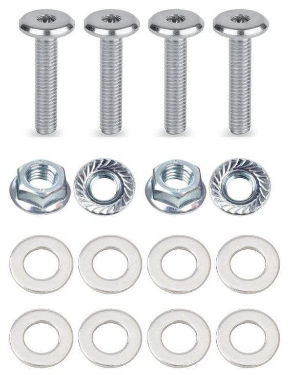 Kit: 4x Screws M8x45 + 4x Lock Nuts M8 with Serrated Flange + 8x Spring Washers Ø8.4/16x1.6