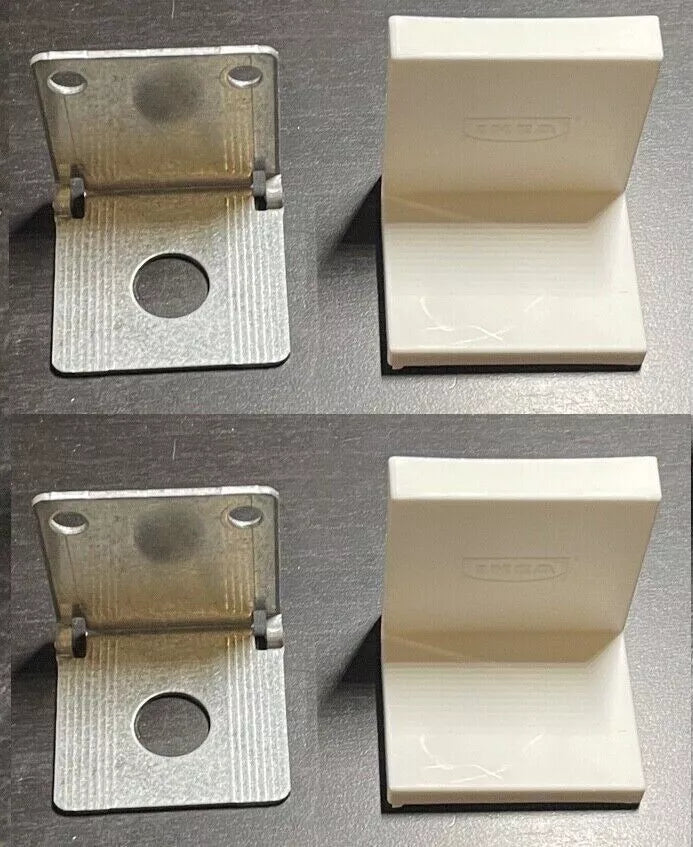 2x IKEA inclined suspension fitting + cover cap, white plastic part 144342 14434