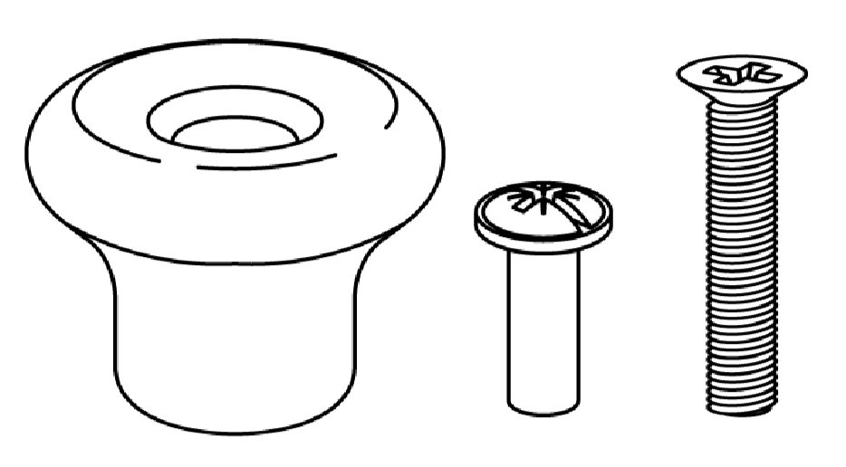 Knob Set – 28x24mm ABS Black (x4) + M4x13.5 Sleeve (x4) + M4x30 Screw (x4)