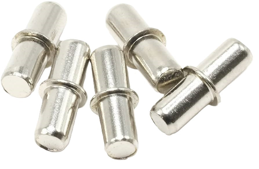 Pack of 10 shelf support pins 101532 for IKEA furniture. Metal dowel ø5x16mm fits BILLY, METOD, and more. Use to secure your shelves.