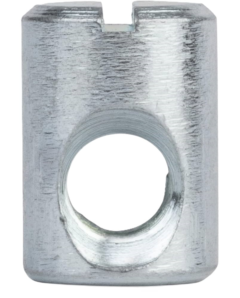 Pack of 4 M6 barrel nuts 100514 for IKEA furniture. Replacement hardware used for connecting and securing bed frames, tables, or chairs.