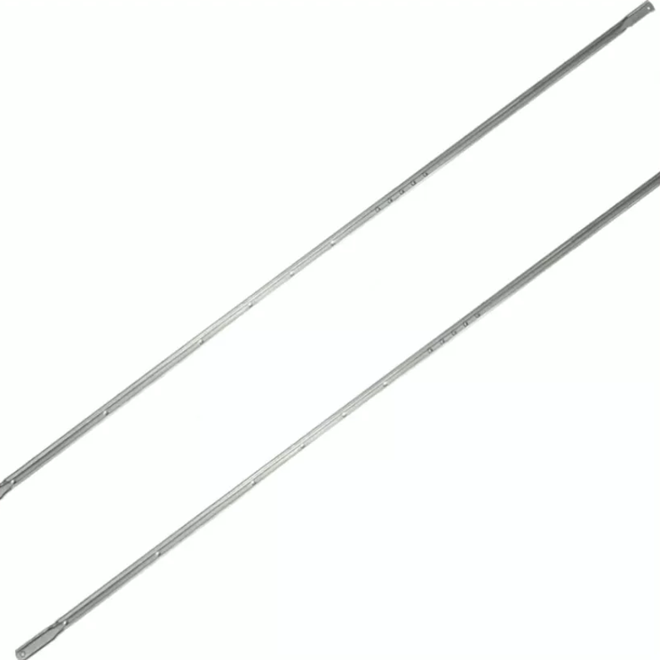 Photo de 2 barres téléscopiques de référence IKEA IKEA 117228 sur fond blanc. Ces produits originaux servent de remplacement sur les lits IKEA Malm ou Hemnes.