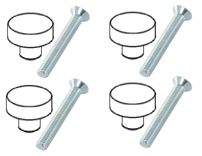 4x Knob Set – Brass Plated 17/8x9mm + Black Thread Locking Screws M4x30mm