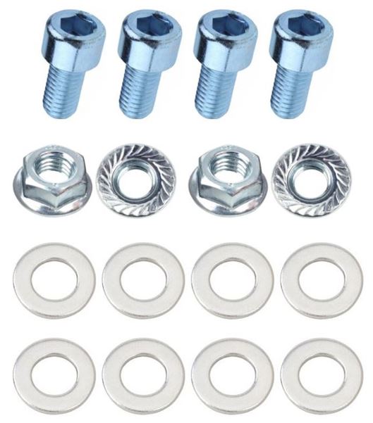 Kit: 4x Screws M8x20 + 4x Lock Nuts M8 with Serrated Flange + 8x Spring Washers Ø8.4/16x1.6