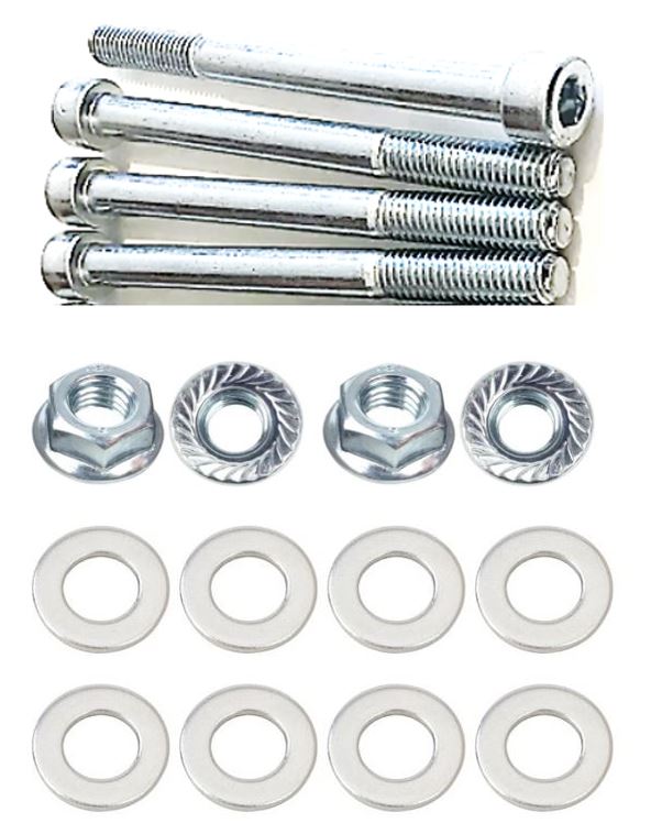 Kit: 4x Screws M8x90 + 4x Lock Nuts M8 with Serrated Flange + 8x Spring Washers Ø8.4/16x1.6