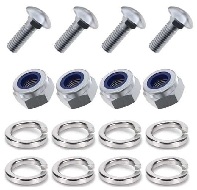 Kit: 4x Screws M8x40 + 4x Lock Nuts M8 + 8x Spring Washers Ø8.1/16x2
