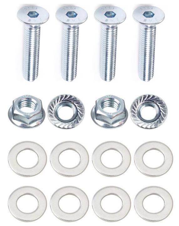 Kit: 4x Screws M8x55 + 4x Lock Nuts M8 with Serrated Flange + 8x Spring Washers Ø8.4/16x1.6