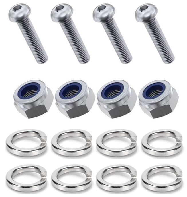 Kit: 4x Screws M8x40 + 4x Lock Nuts M8 + 8x Spring Washers Ø8.1/16x2