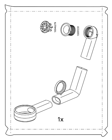 Replacement overflow kit 10044930 for the LILLVIKEN water trap. Fits most IKEA kitchen sinks to prevent water from overflowing.