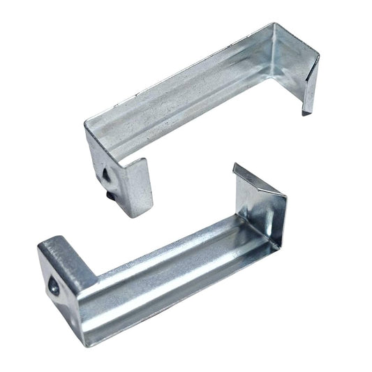 Connecting clamp 10046332 for assembling the frames and modules of the IKEA PLATSA system. Used to join and align two frames together.