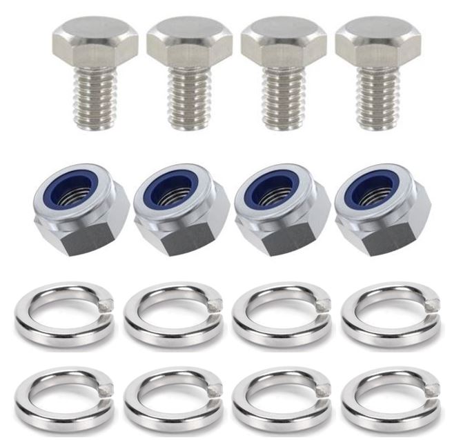 Kit: 4x Screws M8x20 + 4x Lock Nuts M8 + 8x Spring Washers Ø8.1/16x2