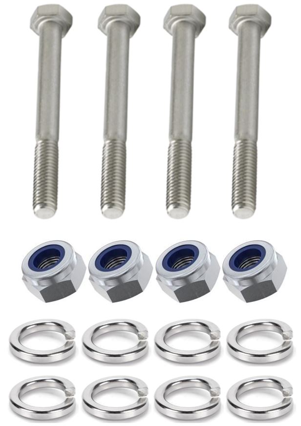 Kit: 4x Screws M8x70 + 4x Lock Nuts M8 + 8x Spring Washers Ø8.1/16x2