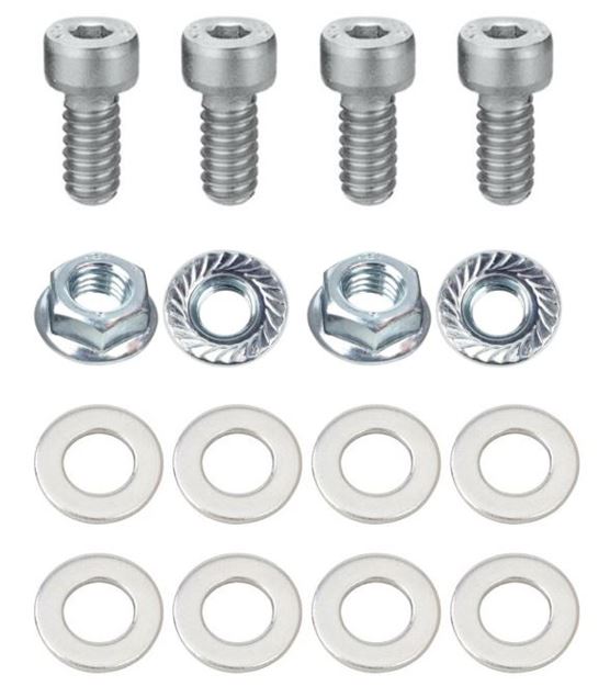 Kit: 4x Screws M8x16 + 4x Lock Nuts M8 with Serrated Flange + 8x Spring Washers Ø8.4/16x1.6