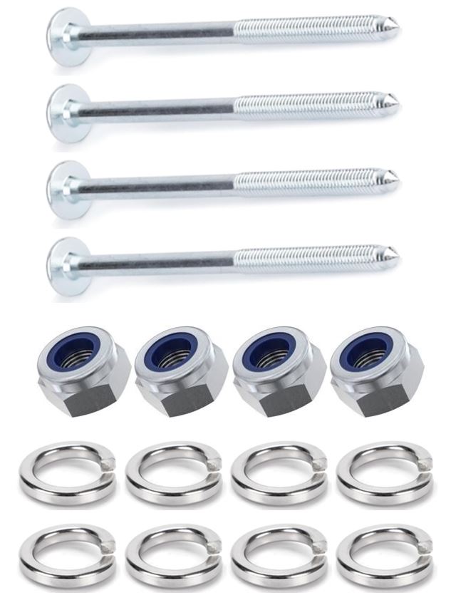 Kit: 4x Screws M8x100 + 4x Lock Nuts M8 + 8x Spring Washers Ø8.1/16x2