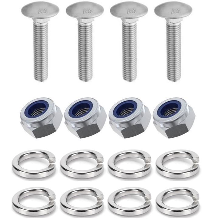 Kit: 4x Screws M8x38 + 4x Lock Nuts M8 + 8x Spring Washers Ø8.1/16x2