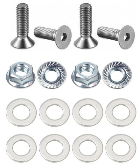 Kit: 4x Screws M8x20 + 4x Lock Nuts M8 with Serrated Flange + 8x Spring Washers Ø8.4/16x1.6