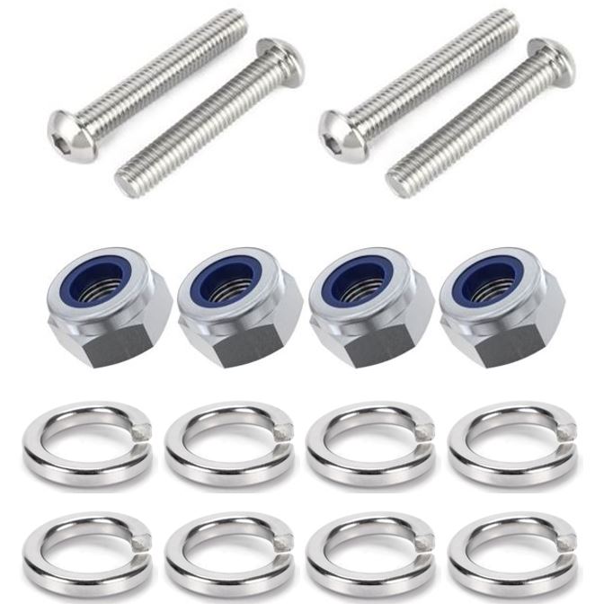 Kit: 4x Screws M8x33 + 4x Lock Nuts M8 + 8x Spring Washers Ø8.1/16x2