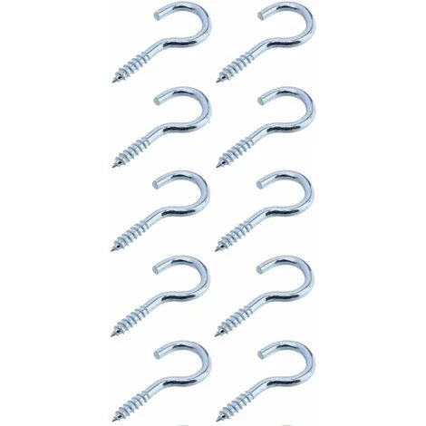 Heavy-Duty Screw Hook – 2.2x9.8/13mm – Zinc-Plated (x10)
