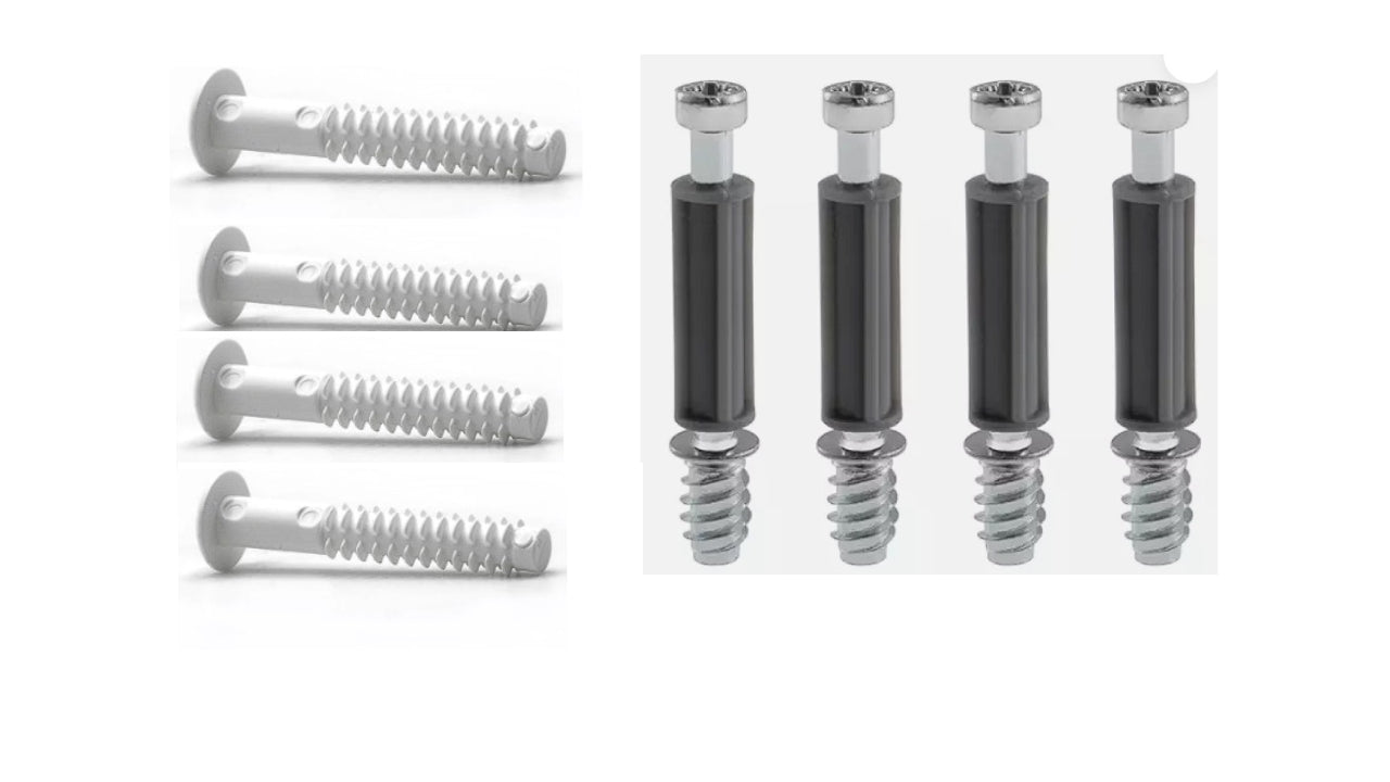 4x 112996 - 4x 110519 - Cam Lock Screws Plastic connecting dowels IKEA