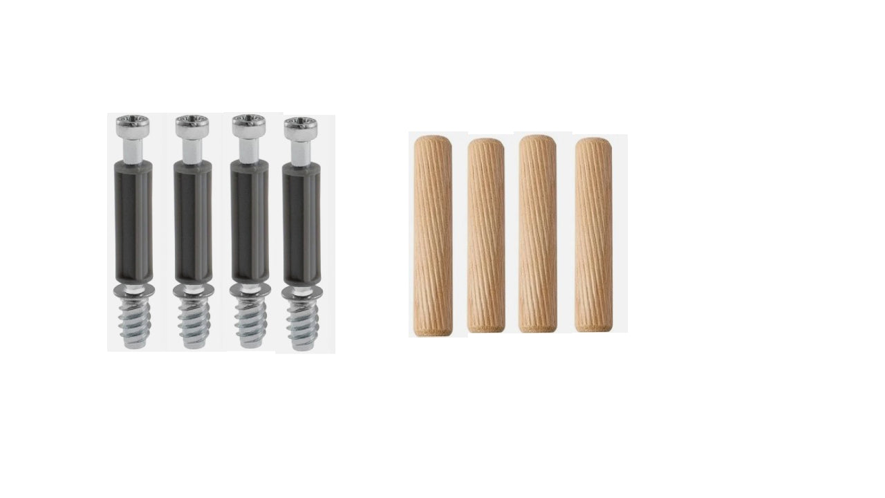 4x 118331 - 4x 101345 - Cam lock screws Wood dowels IKEA