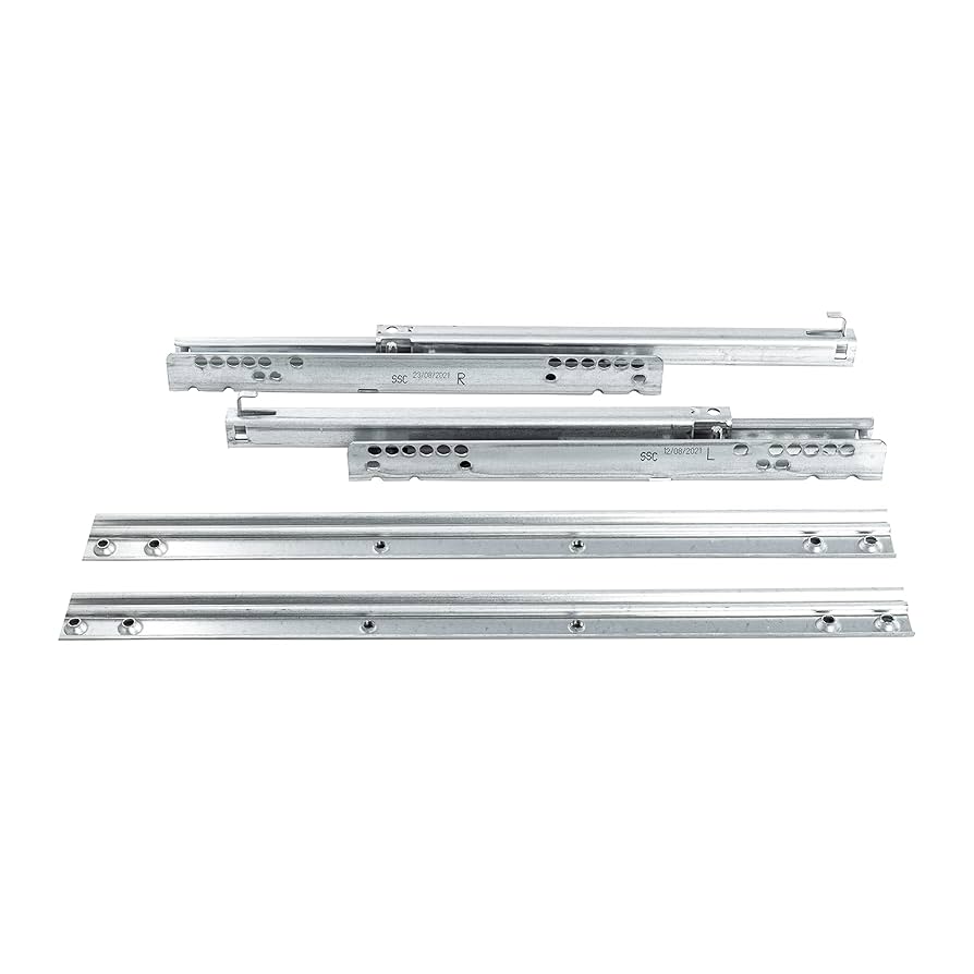 Replacement drawer runner 147906 for IKEA drawers. Slide with an integrated damper for a soft and silent closing action.