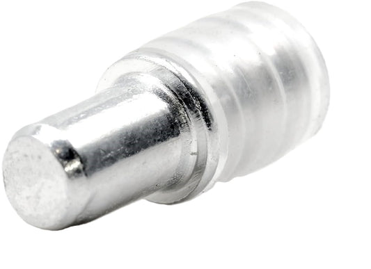 Pack of 12 transparent plastic support pins 101577. Replacement part for glass shelves in IKEA cabinets like DETOLF, BESTÅ, and more.