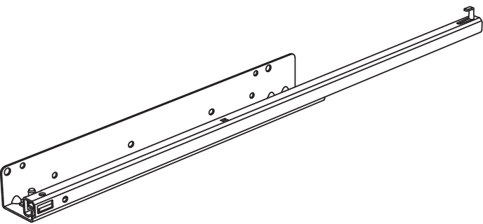 Croquis d'un rail GLISSIERE IKEA de référence 130782. Cet élément de remplacement est utile pour remplacer le rail du tiroir de votre meuble IKEA.