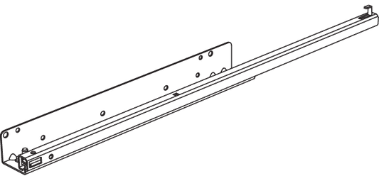 Croquis d'un rail GLISSIERE IKEA de référence 130782. Cet élément de remplacement est utile pour remplacer le rail du tiroir de votre meuble IKEA.