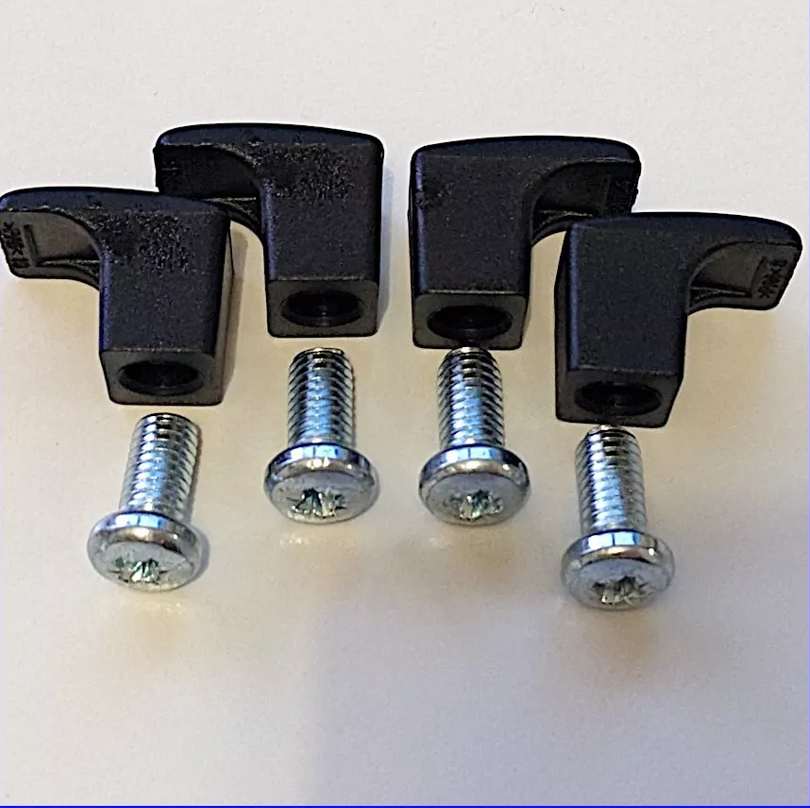 Foto de un lote de 4 pasadores de soporte de plástico IKEA 191315 y 4 tornillos IKEA 105163