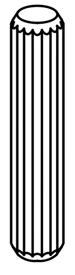 Croquis du tourillon en bois cannelé, pièce détachée référence IKEA 10038707. Si cet élément de fixation vous manque, ne cherchez plus : c'est le modèle compatible garanti. Cliquez sur ce lien pour commander votre lot chez nous et réparer votre meuble dès maintenant.