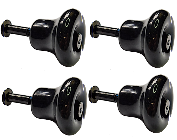 Knob Set – 28x24mm ABS Black (x4) + M4x13.5 Sleeve (x4) + M4x30 Screw (x4)