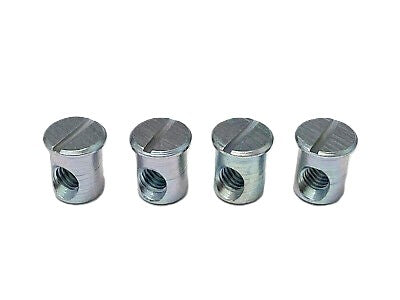 Pack of 4 barrel nuts 108903 for assembling IKEA furniture. Replacement M6 hardware used for bed frames, tables, and other structures. 